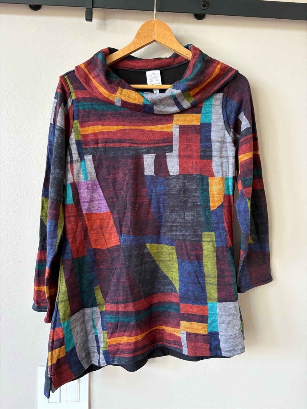 Parsley & Sage Womens Sz M Lagenlook Shirt Cowl Neck  Multicolor Boho Reversible